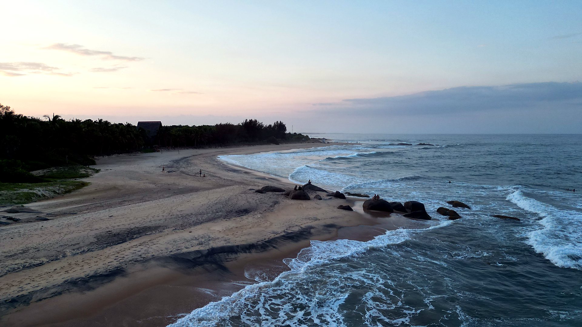 Aerial of the beach and point