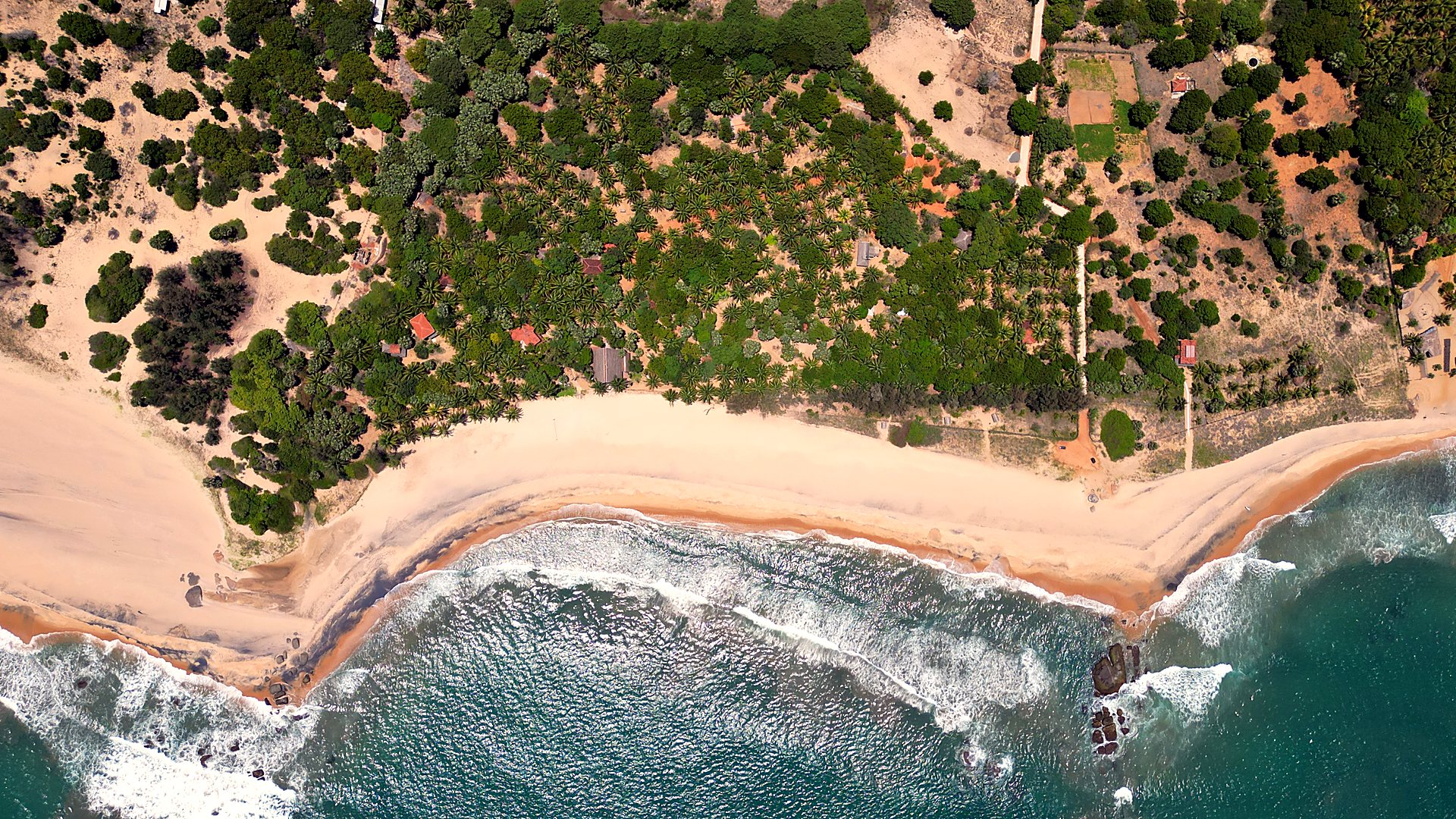 Aerial of the bay at dusk