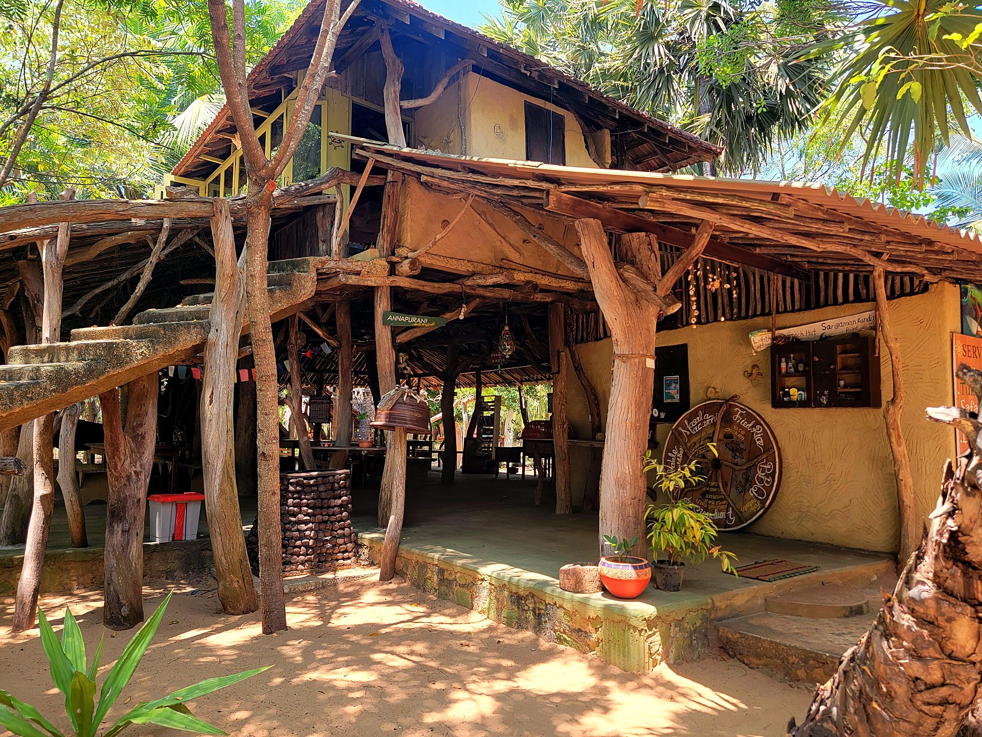 Open-air timber restaurant and bar